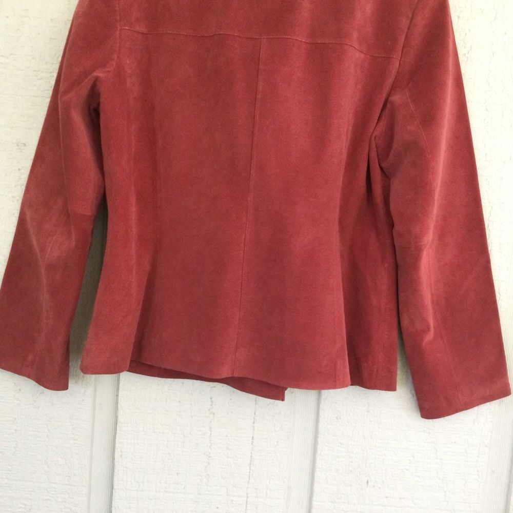 Bernardo Double Breasted Suede Leather Jacket Size 12 Women Long Sleeve Button - Picture 6 of 13